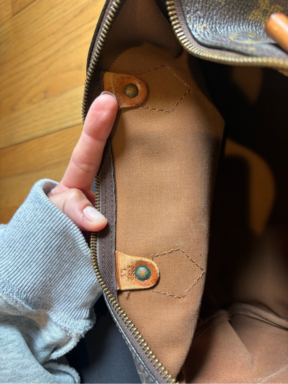 Louis Vuitton Brown Monogram Satchel with Tan Leather Handles - Picture 2 of 16